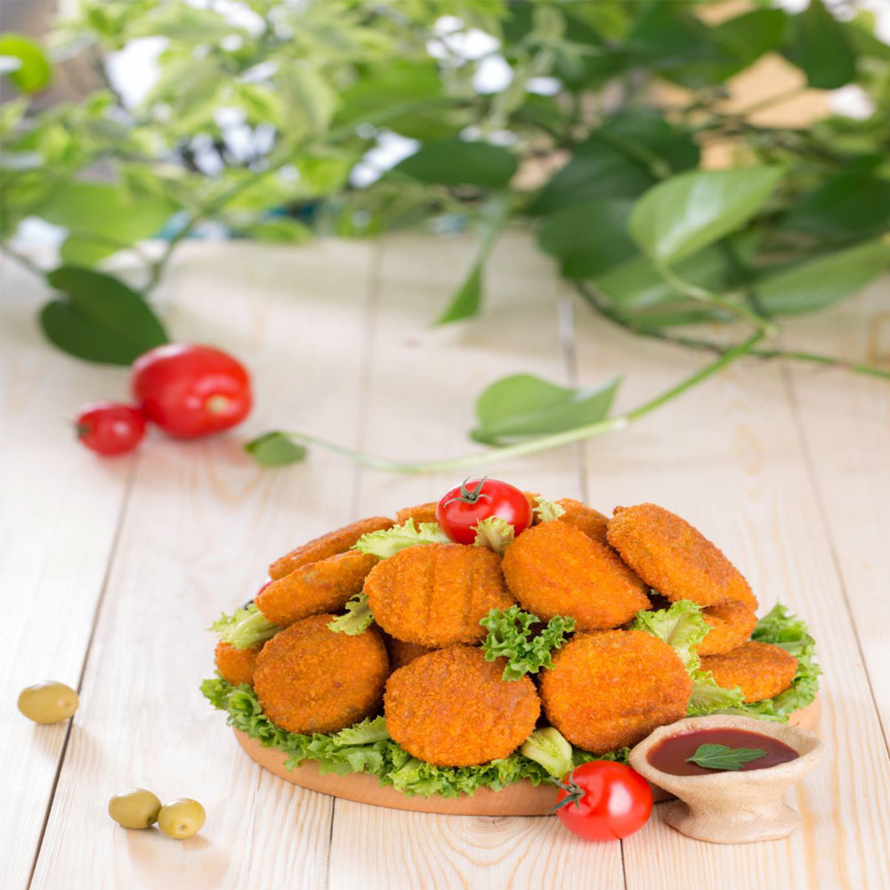 Crispy and golden chicken nuggets, perfect for snacking or meals.