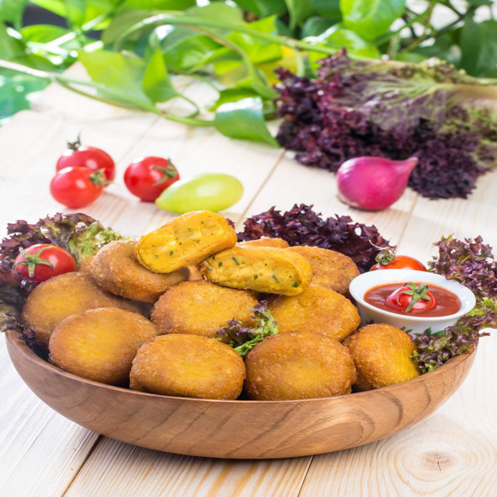 Cheesy potato cutlet with a crispy crust and gooey cheese inside