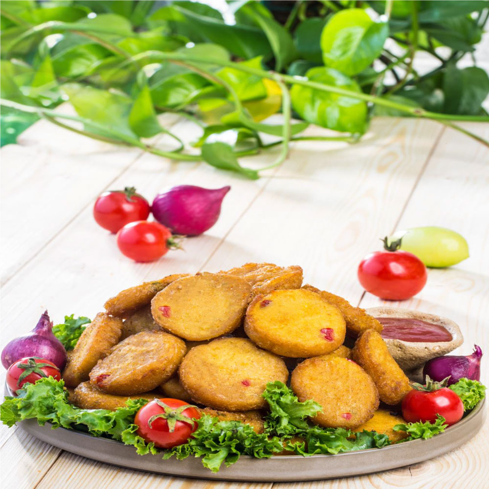 Golden potato cutlet with a crispy outer layer and soft inside