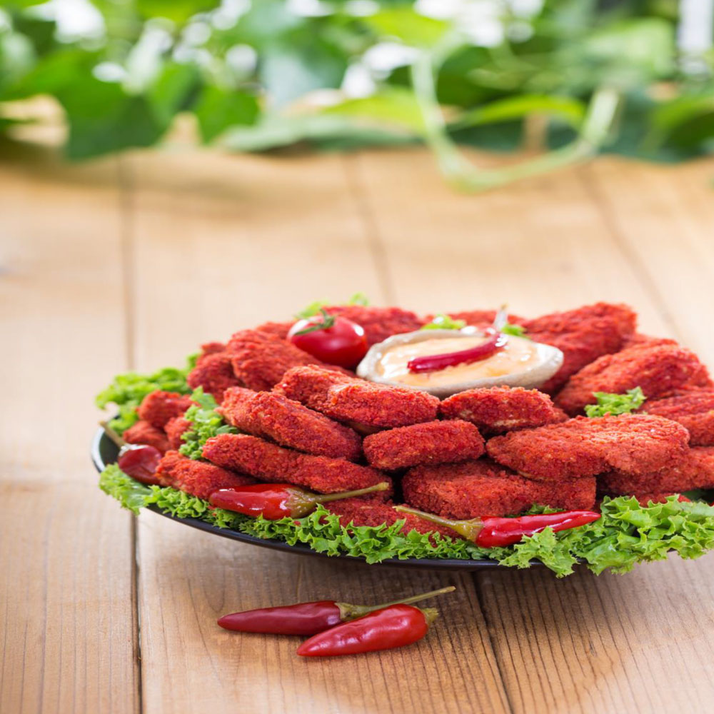 Crispy spicy nuggets with a kick of heat, perfect for spice lovers